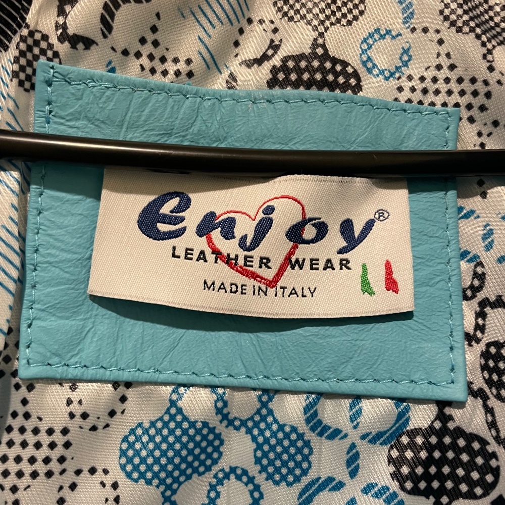 Enjoy Genuine Italian Leather Electric Blue Jacket Small - Picture 2 of 6